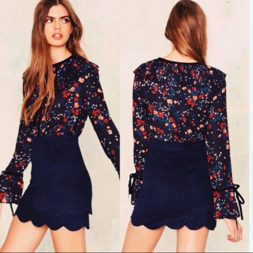 Very J Scallop Skirt & Nasty Gal Blouse Set ISO